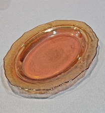 Federal Glass Normandie Iridescent Carnival Glass Oval Plate