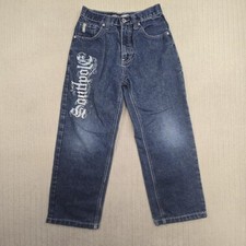 VTG Southpole Jeans Boys 10 Blue Relaxed Straight Denim Skull Limited Edition