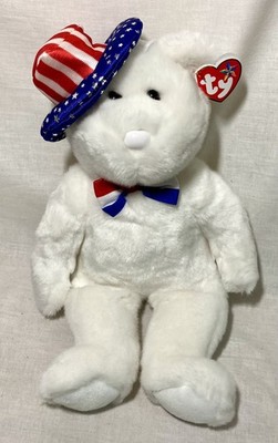 Seltene 2006 USA Ty Beanie Buddies BENJAMIN der weiße Bär mit Mütze neu mit Etikett sehr guter Zustand