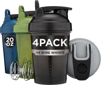 Hydra Cup 20 oz Protein Shaker Bottles Bulk 4 Pack