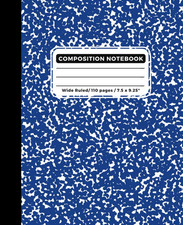 Blue Composition Notebook: Blue and White Marble Wide Ruled Composition Notebook