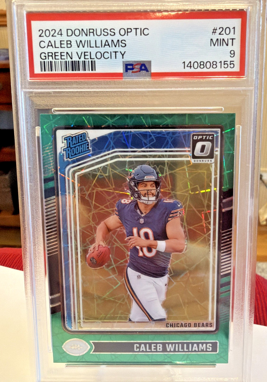2024 Panini Donruss Optic Green Velocity Prizm Caleb Williams #201 Bears PSA 9!