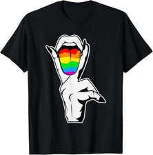 Funny Masc Lesbian Stuff Tongue Rainbow Gay Pride Unisex T-Shirt