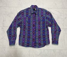 Vintage Frontier Series Shirt Mens Large Purple Blue Aztec Southwest Western