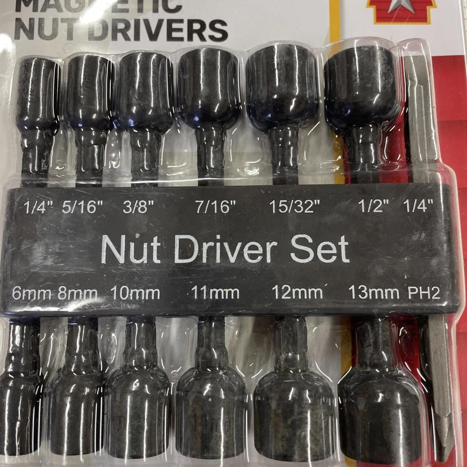 14Pcs Power Nuts Driver Drill Bit Set Metric and SAE Sockets Magnetic New Sealed - Image 4 of 4