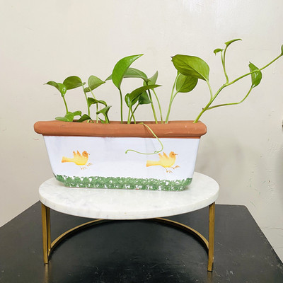 Vintage Starbucks Coffee Co Hand Painted Glazed Terra-cotta Window Box Planter