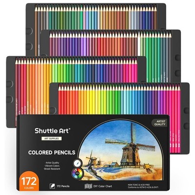 172 Colored Pencils, Soft Core Color Pencil Set for Adult Coloring Books Artist