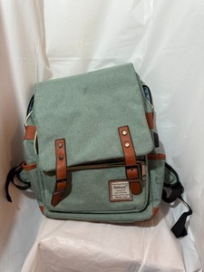 Ugrace Green Canvas Backpack with USB Port – Vintage Style Tech Laptop Bag