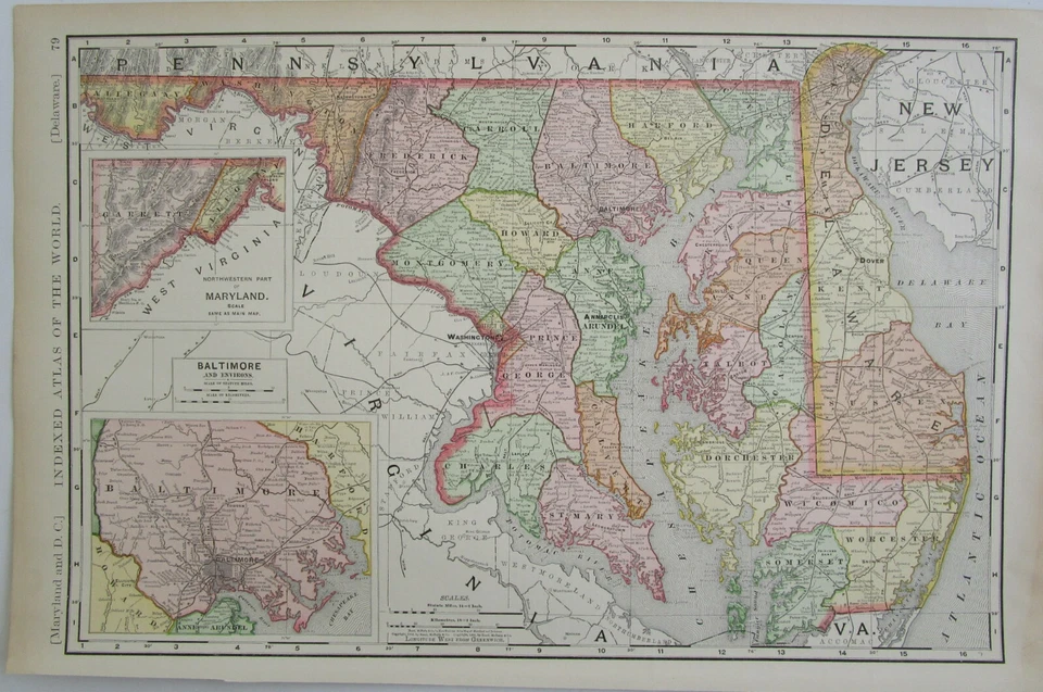 MD DE ANTIQUE 1902 DATED MARYLAND DELAWARE Map. RAILROADs. Business Atlas Map. - Image 2 of 4