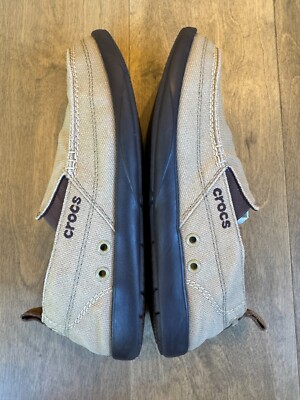 Crocs Walu Slip On Casual Comfort Canvas Loafers Shoes Tan  display picture 1