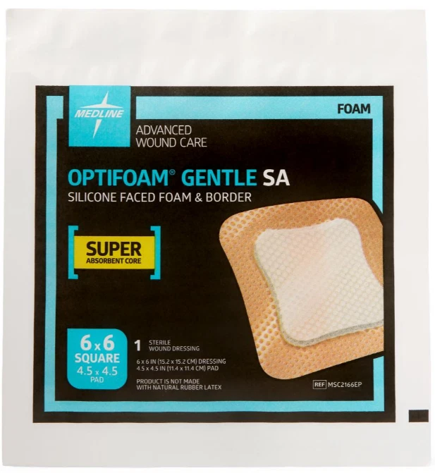 Medline Optifoam Gentle Silicone-Faced Foam Dressing 6" x 6", Box of 10 - Image 2 of 4