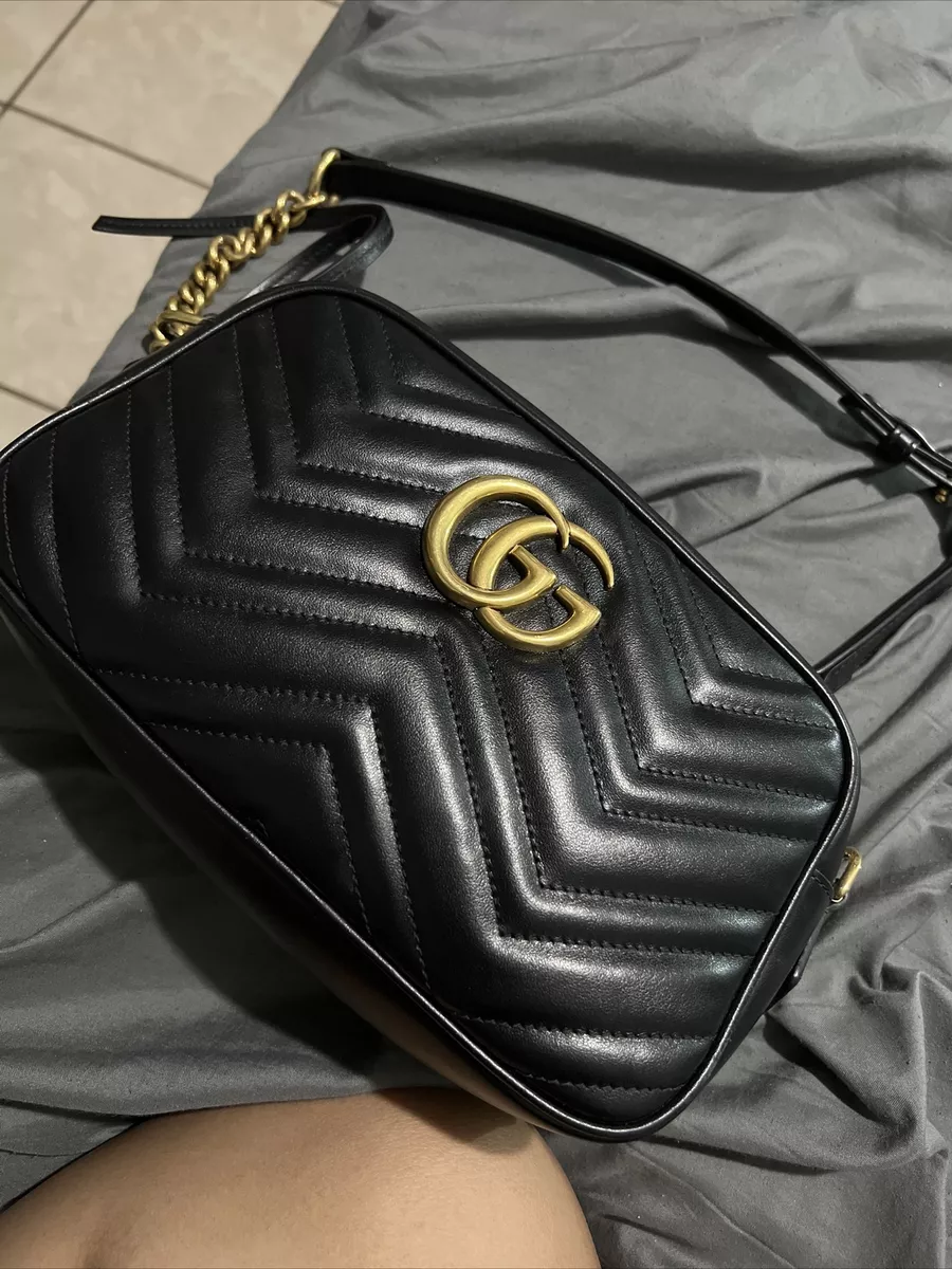 GG Marmont matelassé mini bag in Black Leather