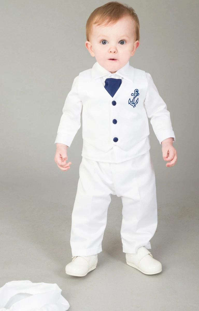 Costume blanc bébé baptême mariage thème blanc et marine