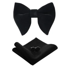Bow Ties for Men Pre-Tie Bow Tie Vintage Tuxedo Oversized Velvet Bowtie Cuffl...