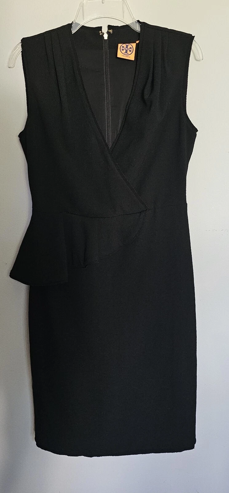 Abito Tory Burch nero donna taglia 6 LBD peplo senza maniche nero crepe designer