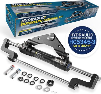 HC5345-3 Hydraulic Outboard Steering Cylinder, Front Mount, UP TO 300HP
