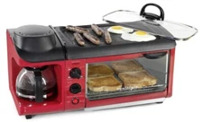 Nostalgia BSET300RETRORED 3-in-1 Family Size Breakfast Station, Red