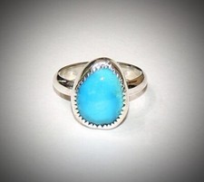 Handmade Sterling Silver .925 Kingman Arizona Turquoise Ring Size 5.5