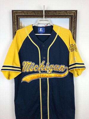 Vintage 90's Starter Michigan Wolverines NCAA Blue Baseball Jersey