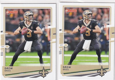 LOT (2) 2020 DONRUSS DREW BREES NEW ORLEANS SAINTS FOOTBALL - E2177