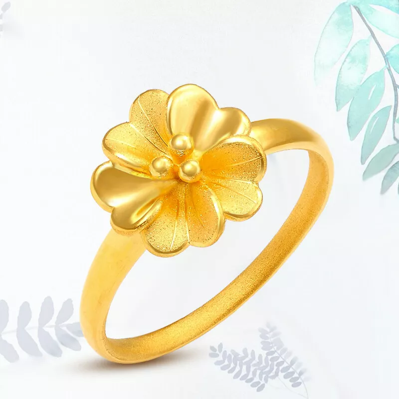 Detailed Feather Flower 21k Gold Ring – Andaaz Jewelers