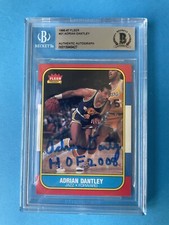 Adrian Dantley  HOF 1986 NBA Fleer Card Signed Auto Beckett BAS Slabbed