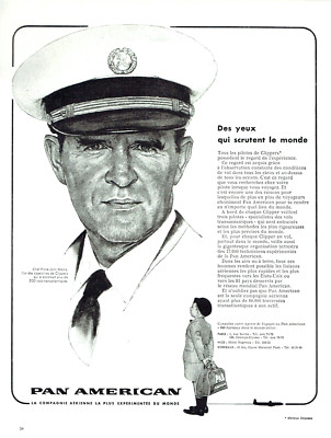 Werbung Advertising 0822 1957 Pan American Fluggesellschaft Augen schauen