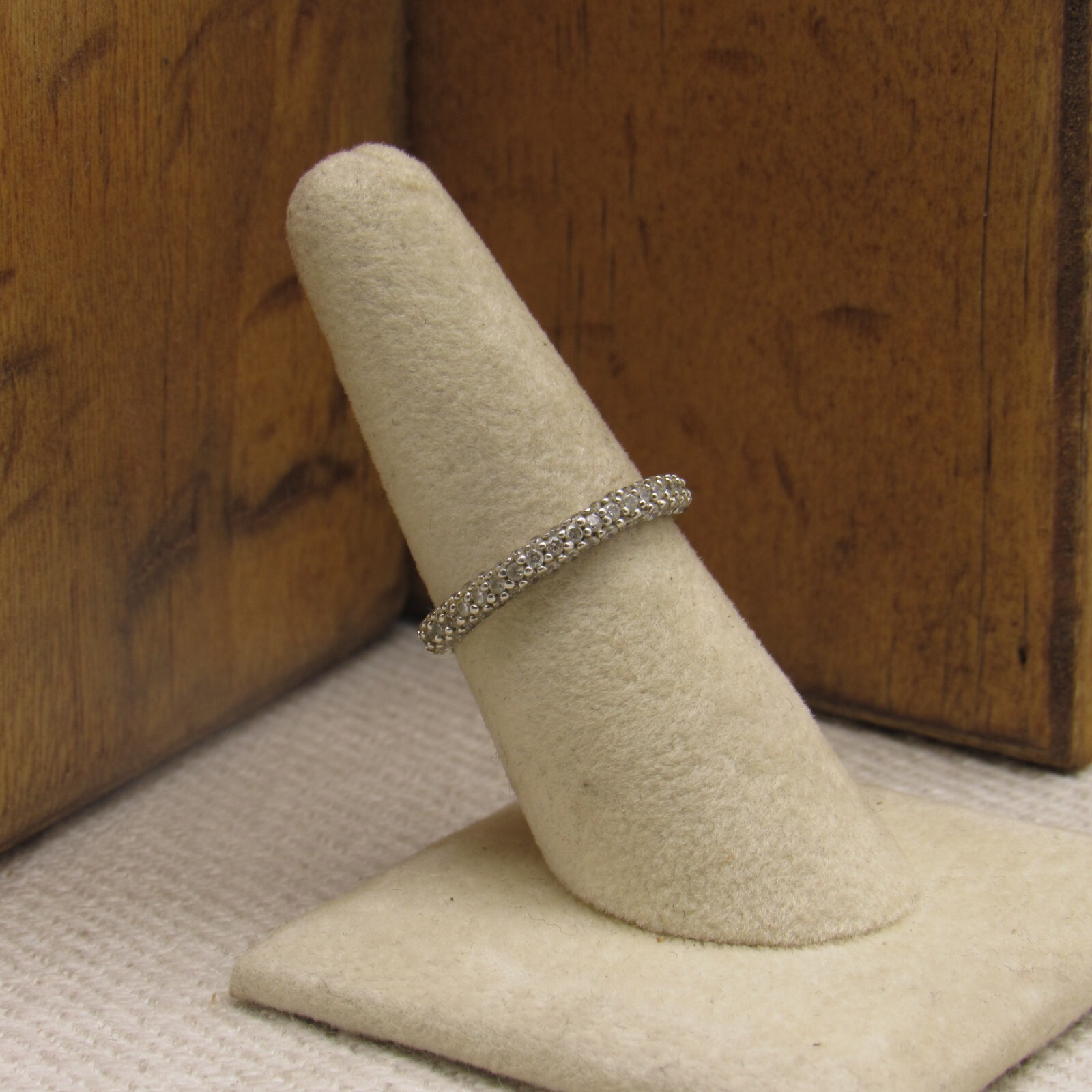 Sterling Silver Cubic Zirconia Stackable Band Siz… - image 1