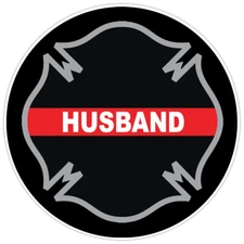 Thin Red Line Husband Firefighter Cross Bumper Sticker Military Vinyl Decal 5"