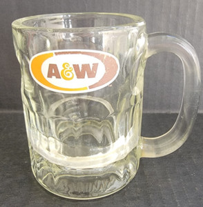 A & W ROOT BEER 8 OZ THICK HEAVY GLASS 4 1/2"..