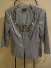 Adrianna Papell Evening Essentials Blue Beaded Jacket, Size 8, BRAND NEW