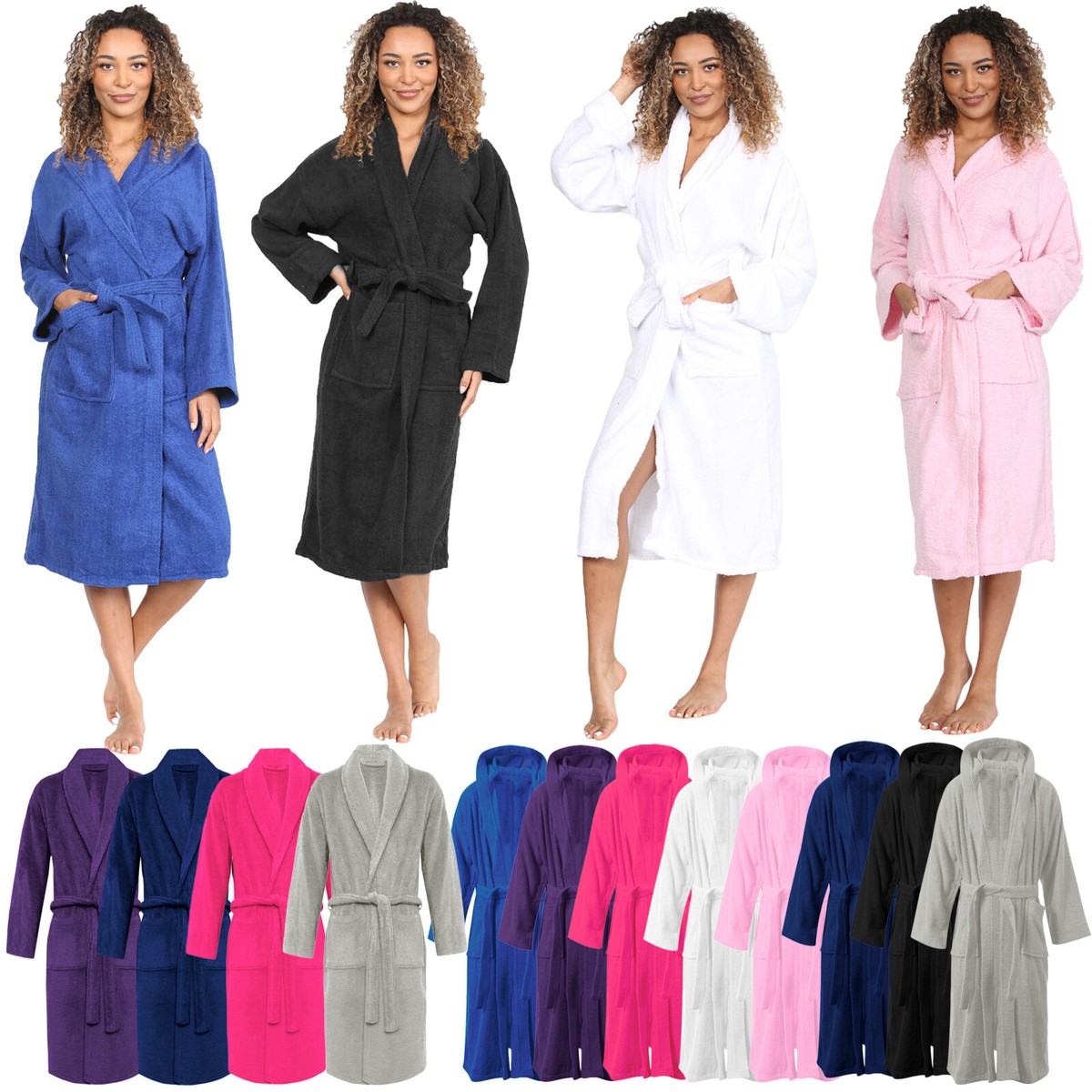 100% LUXURY EGYPTIAN COTTON TERRY TOWEL UNISEX TOWELLING BATH ROBE DRESSING  GOWN - Main Image