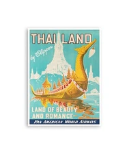 Thailand Travel Poster Vintage Thai Art Print 16x20"  XR3196