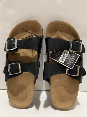 West Loop Black Slip On Buckle Sandals Size M (2/3) Boy's NWT