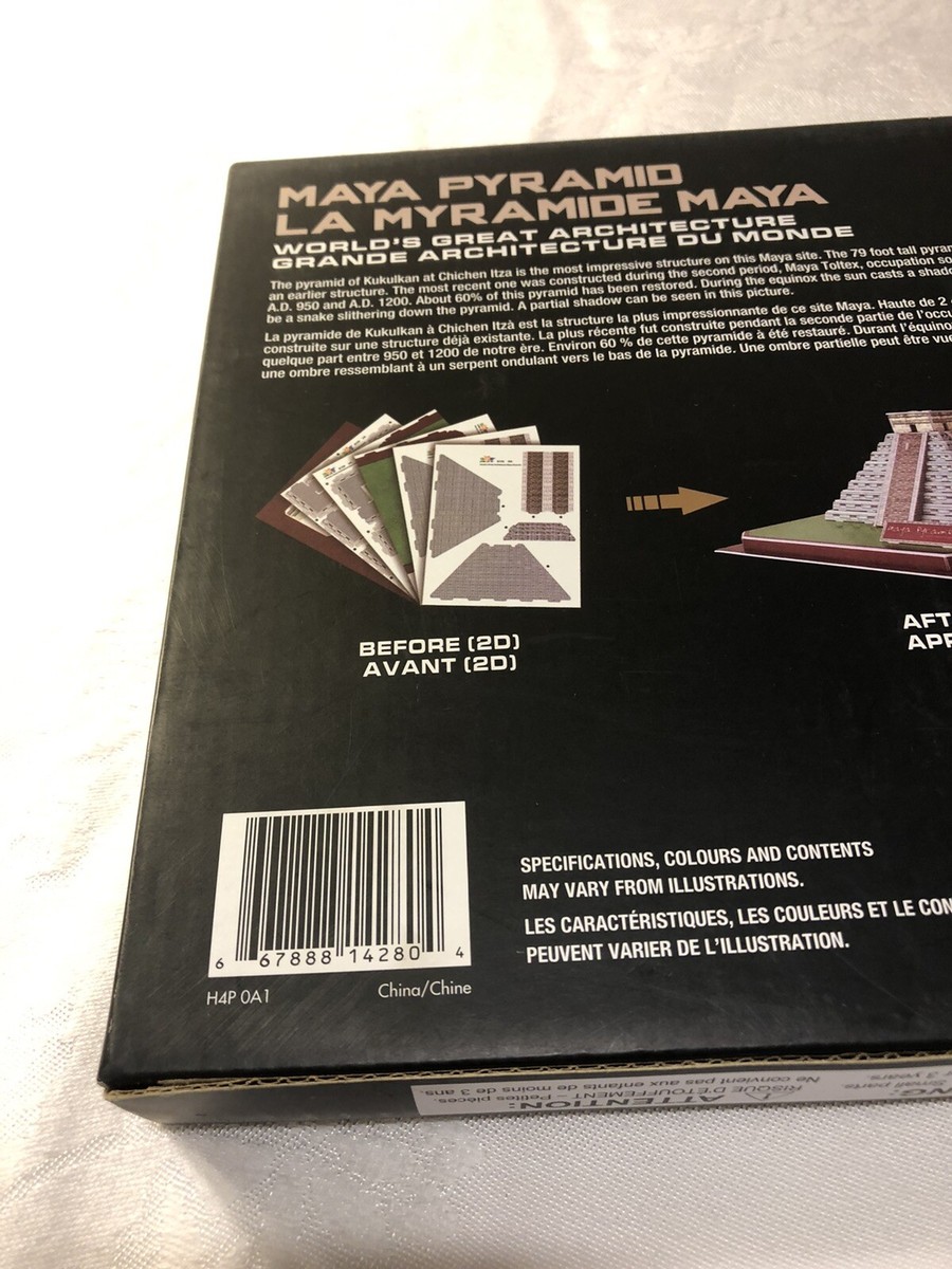 Puzzle 3D Piramide Maya, 19 Pezzi, Edificio Famoso Del Messico, Modellino Fai Da Te, Età 7+