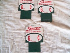 3 Original Vintage 1956 NOS SQUIRT SODA POP  6-Pack Cardboard  Price Soda Sign