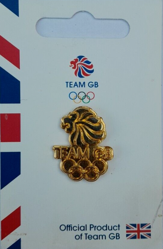 OFFICIAL TEAM GB GOLD LION OLYMPIC RINGS PIN BADGE PARIS 2024