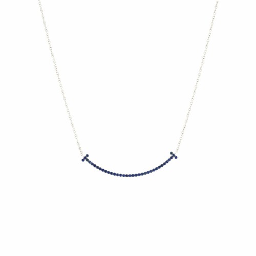 T Smile Pendant Necklace 18K White Gold 