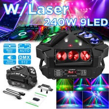 240W 9LED RGB DMX Spider Stage Lighting W/Laser Moving Head Party Light DJ Disco