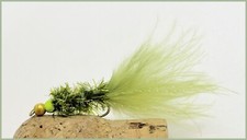 Hothead Trout Flies, Lime double bead Olive Marabou, Fritz Body Size 10