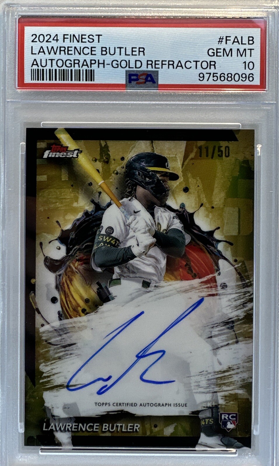 2024 Topps Finest Lawrence Butler Rookie Gold Refractor Auto #11/50 PSA 10