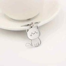 Cute Cat Hollow Out Keychain Stainless Steel Keyring
