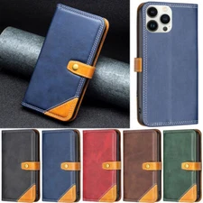 Splice Leather Card Wallet Phone Case For iPhone 14 Pro Max 13 12 11 XR 7 8