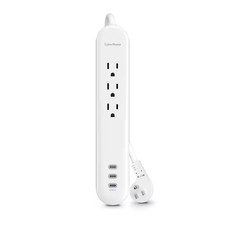 4 Ft. 3-Outlet Surge Protector with 3 USB-C Ports and Cord, White