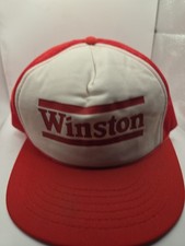 Vintage Winston Racing Team Hat Cap Snapback Trucker White Red Adjustable