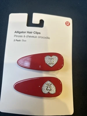 Lululemon Alligator Hair Clips 2 Pack Red Silver NEW - Image 1 of 3