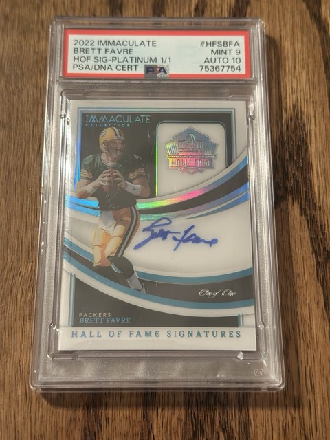 Brett Favre 2022 Immaculate Hall Of Fame Platinum 1/1 Auto PSA 9/10