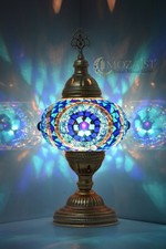 Free LED Bulb Included   Handmade Turkish Mosaic Table Lamp, Boho Moroccan Style