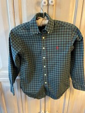 Polo Ralph Lauren Boy's Green Plaid Long Sleeve Oxford Button Down Shirt SMALL