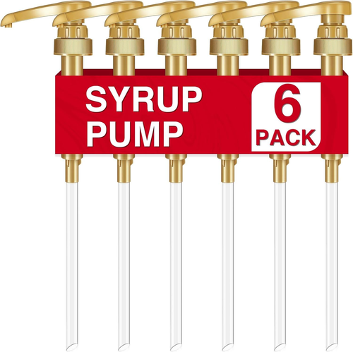 VOISEN Coffee Syrup Pumps, 6 Pack Gold TORANI Pump, Skinny 6